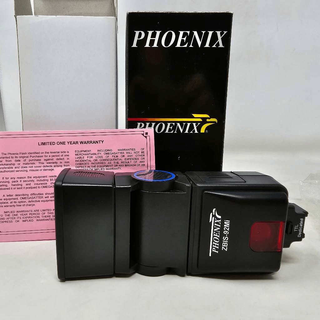 PHOENIX ZBIS-92MI ELECTRONIC AUTO FOCUS FLASH FOR MINOLTA MAXXUM CAMERAS NOS