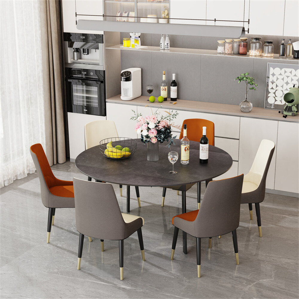 4-8 People Modern Dining Table Kitchen Expandable Gathering Table Marble Top US