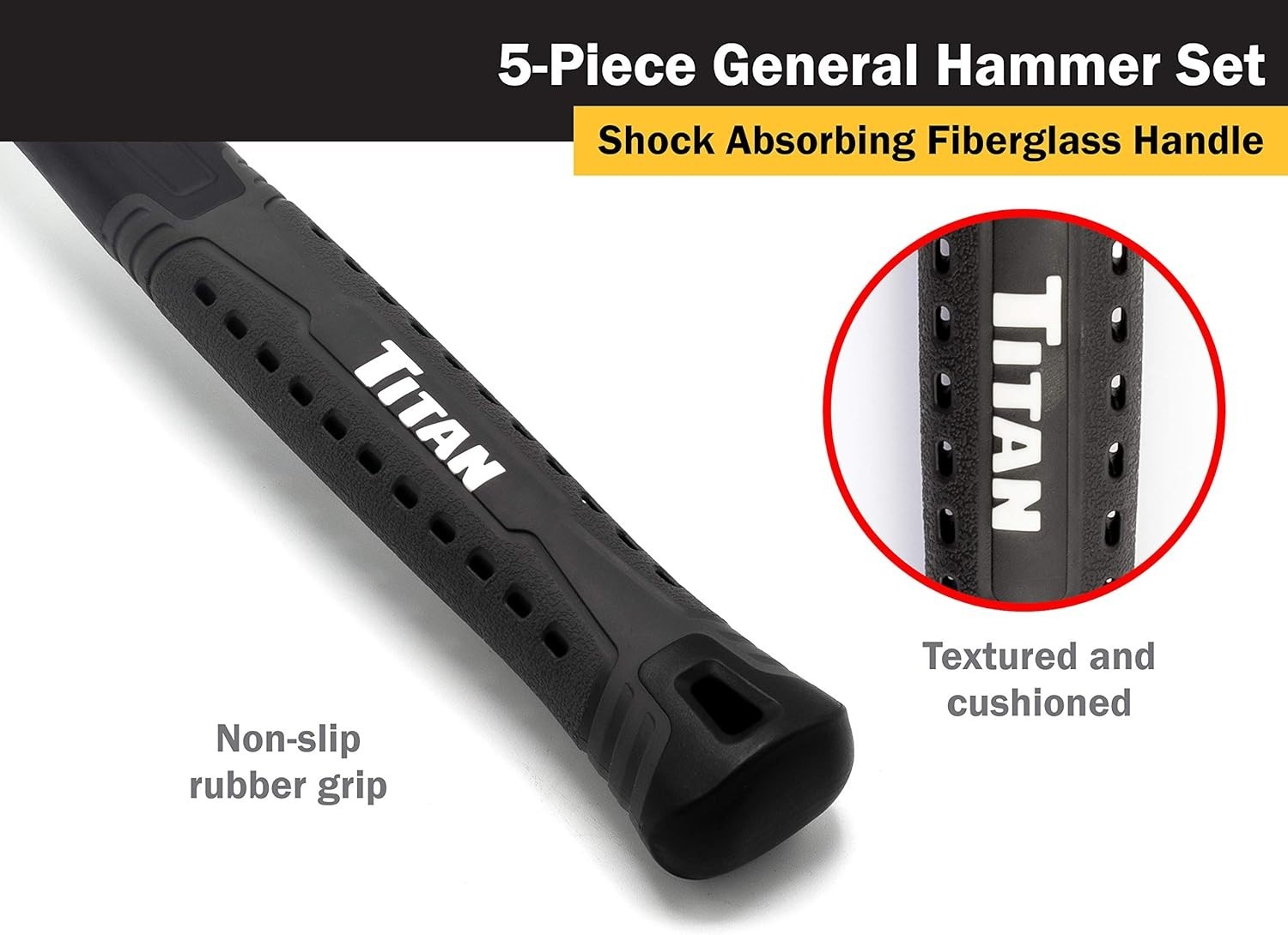 Professional 5-Piece Hammer Set with Rubber Handles