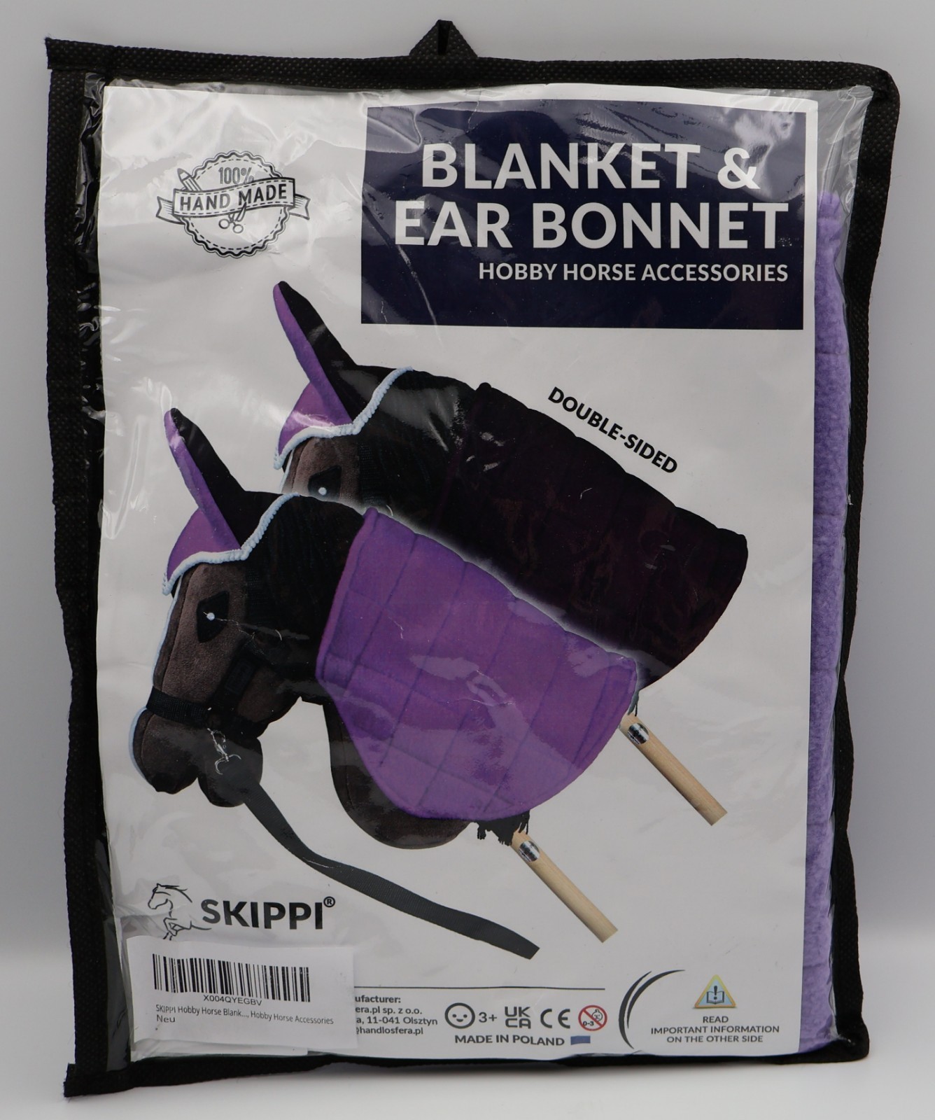 SKIPPI Hobby Horse Accessories Blanket & Ear Bonnet - Double Sided Lilac & Plum