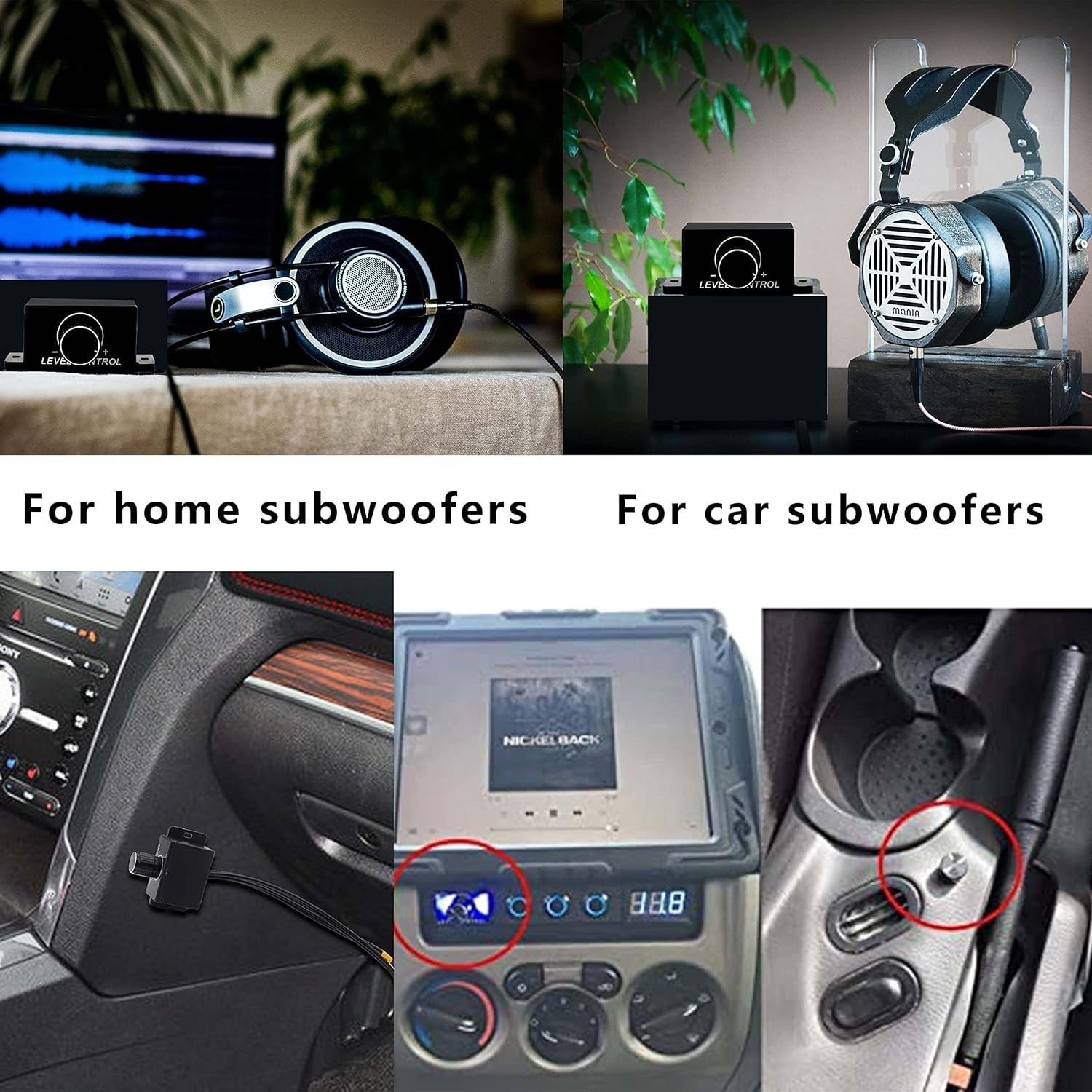 Universal RCA Level Controller - Car Audio Adjuster with Bass Boost Control Knob