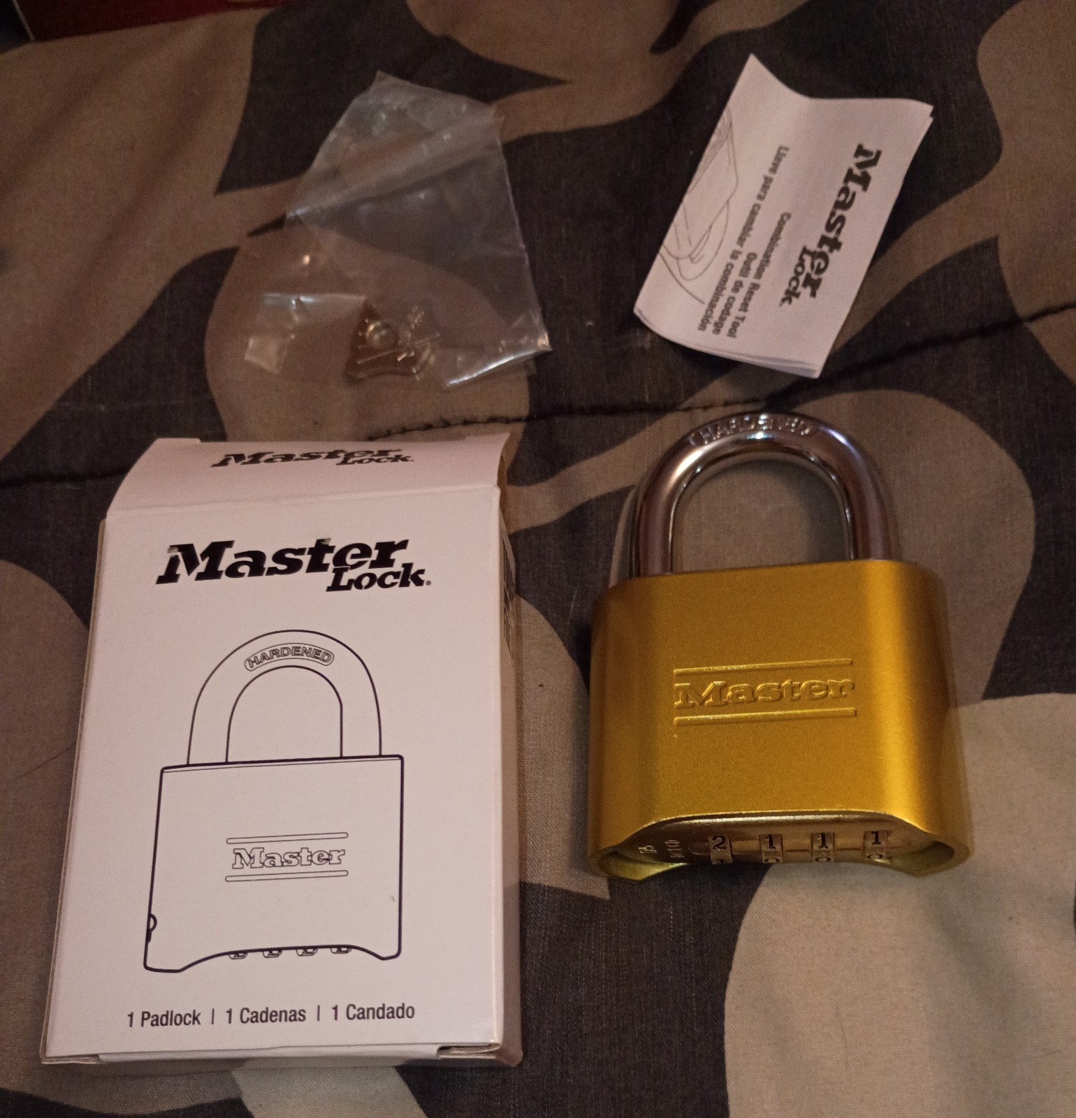 New Master Lock 175 Combination Resettable Padlock w Key 1" Shackle 3" Overall