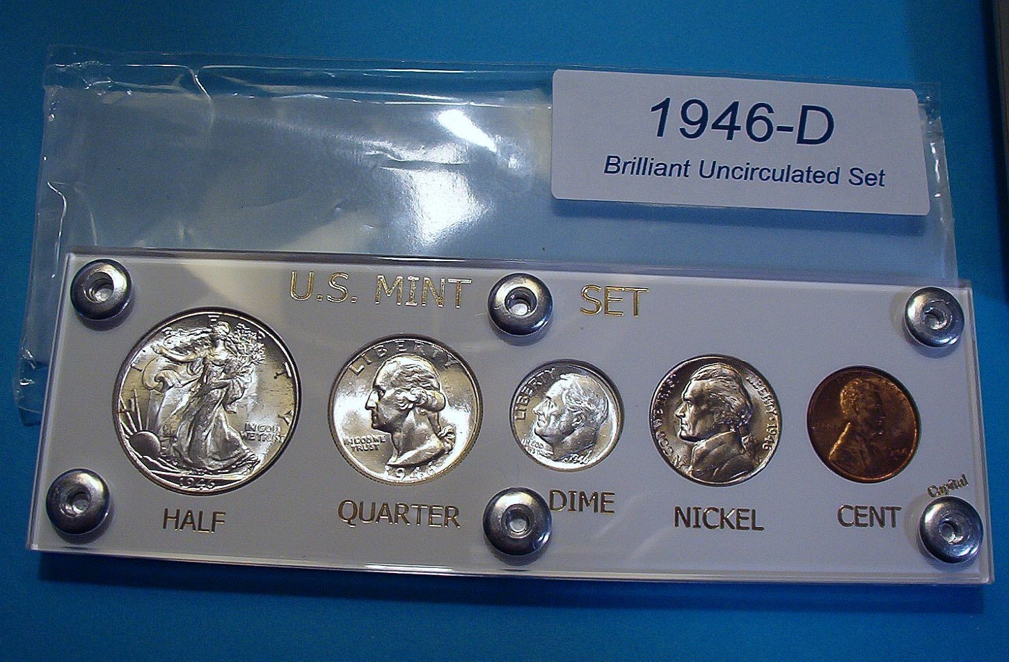1946-D MINT SILVER SET of U.S. COINS LUSTROUS BRILLIANT UNCIRCULATED