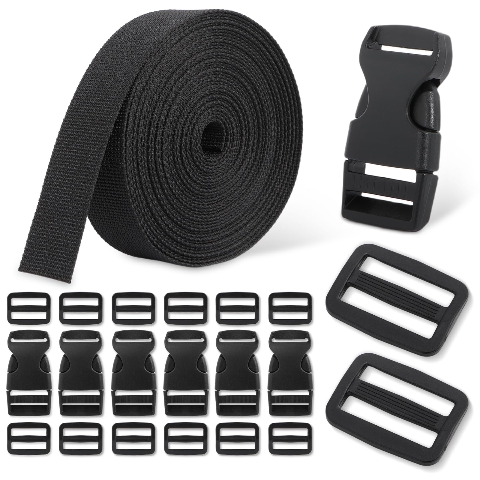 Buckle & Strap Kit 6 Yards 1 Inch Wide Polyester Webbing hardware