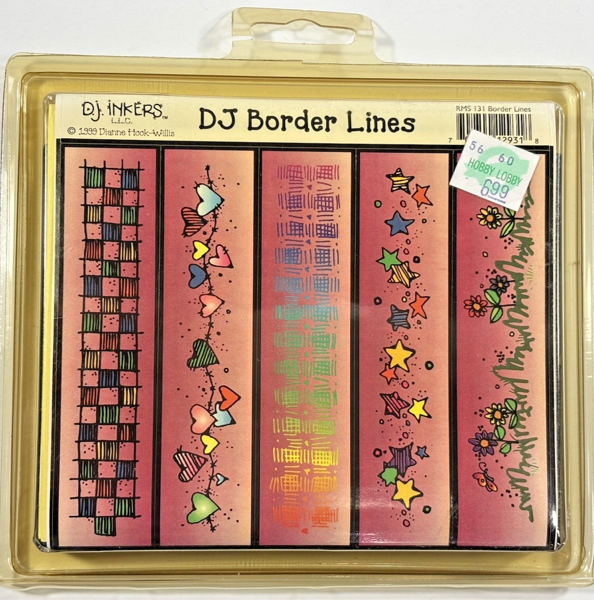 VTG DJ INKERS DJ Border Lines Un-Mounted Rubber Stamp Set of 5 (S12)