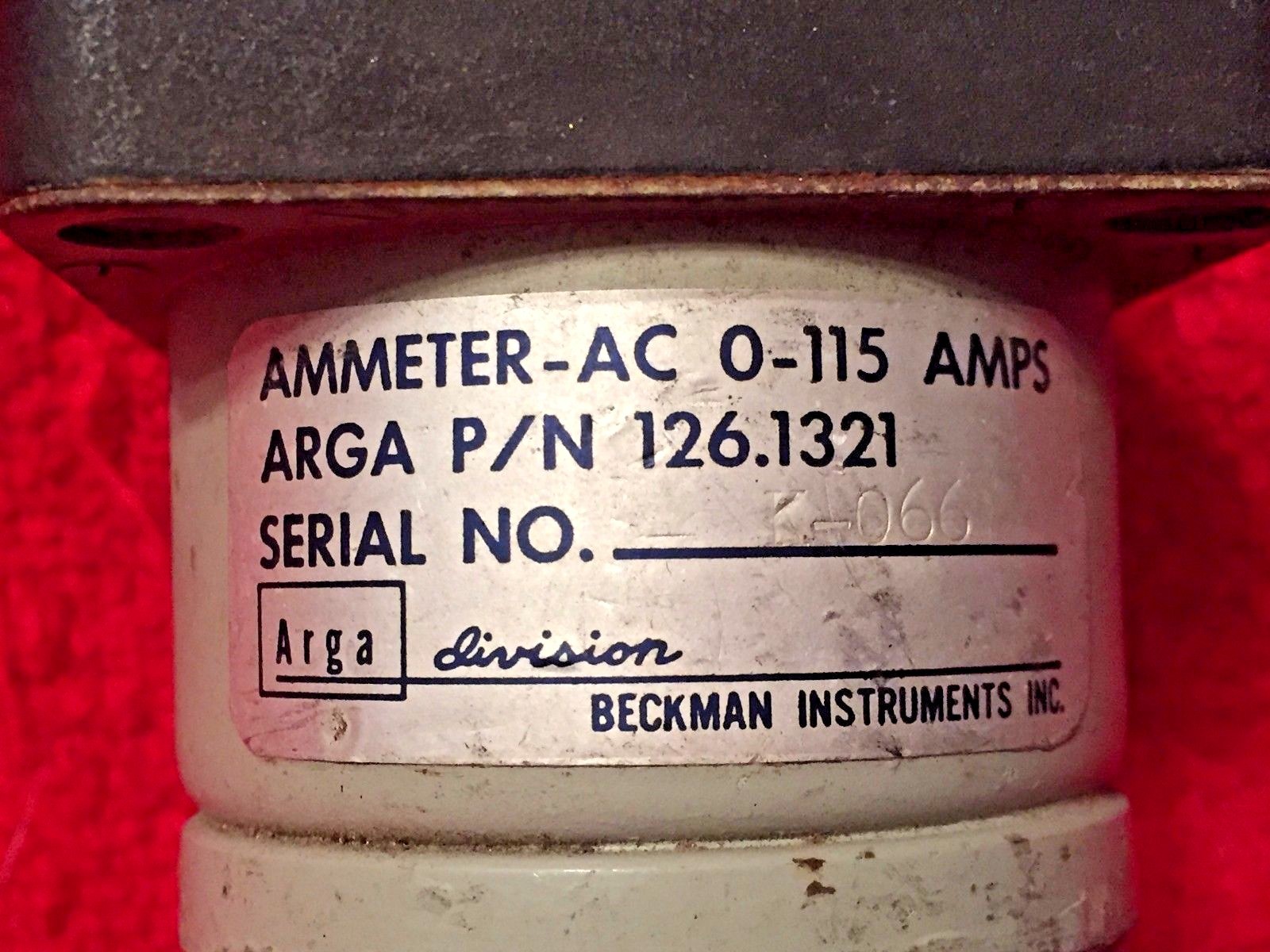 BECKMAN INSTRUMENTS AMMETER ARGA P/N 126-1321