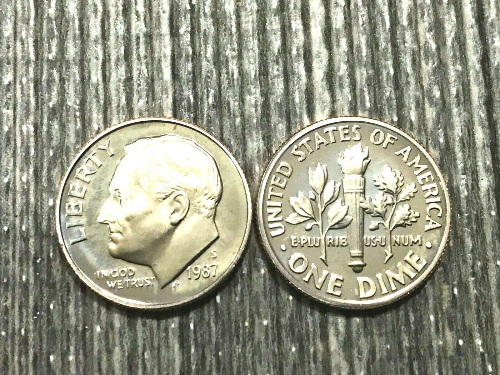 1987 P D S Roosevelt Dime  In Mint Cello & Proof (3 Coins)