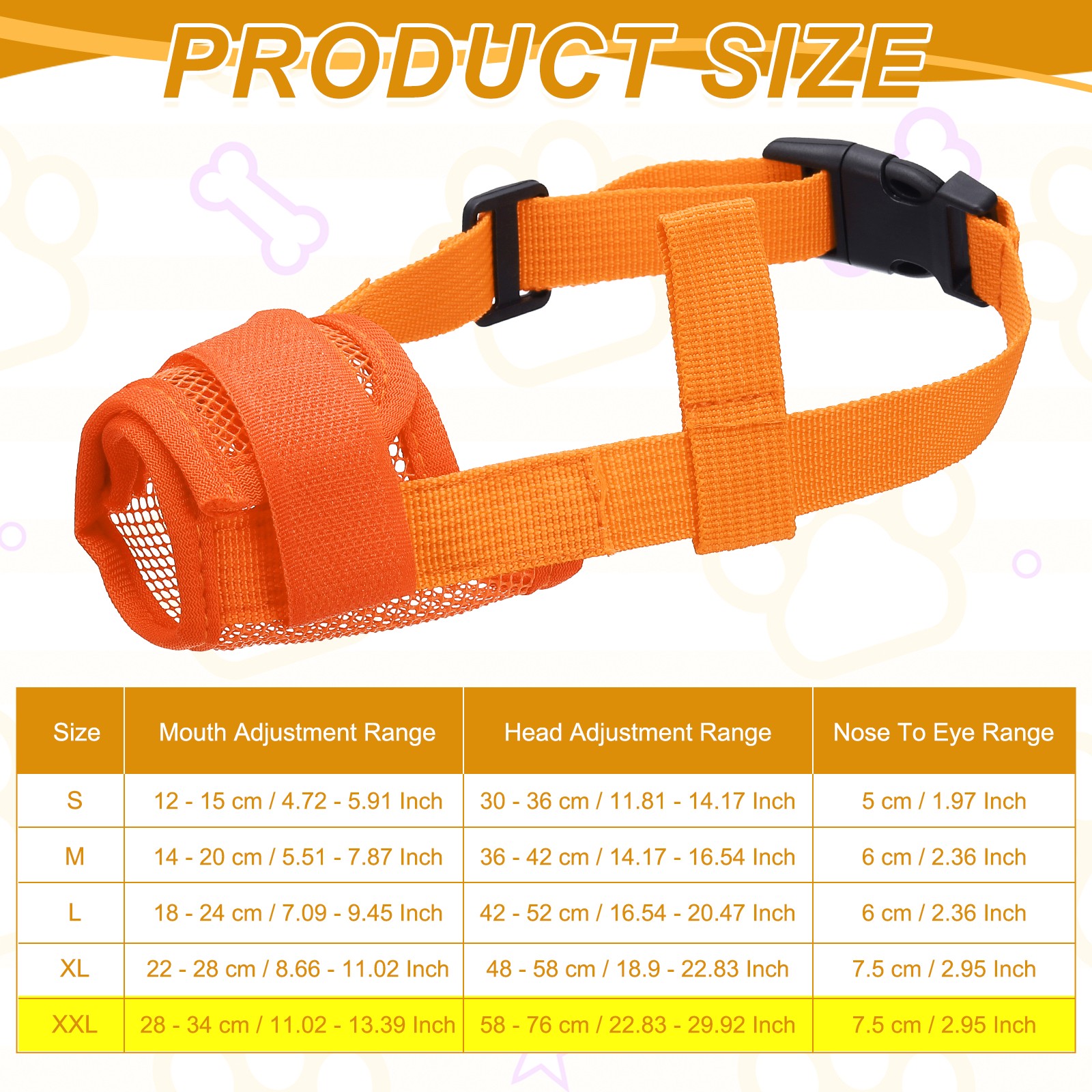 Dog Muzzle, Soft Mesh Muzzle Mouth Guard Cover(Orange, XXL)