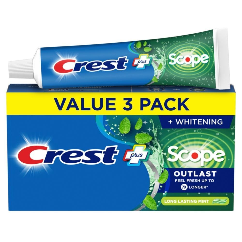 Crest Complete Whitening + Scope Toothpaste, Long Lasting Mint, 5.4 oz, 3 Pack