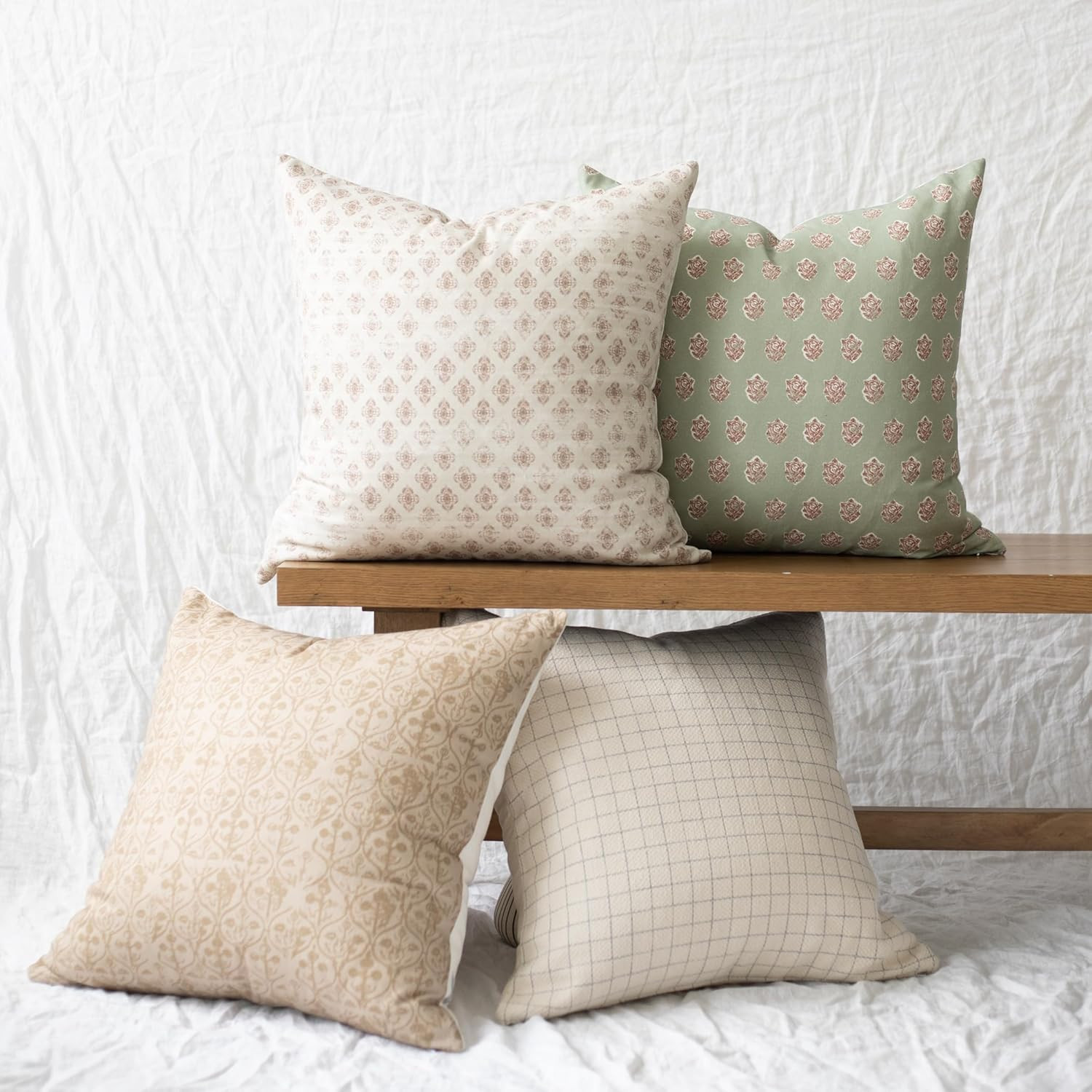 Luxurious 22" Boho Throw Pillow Covers - 4 Pack, Durable & Machine Washable