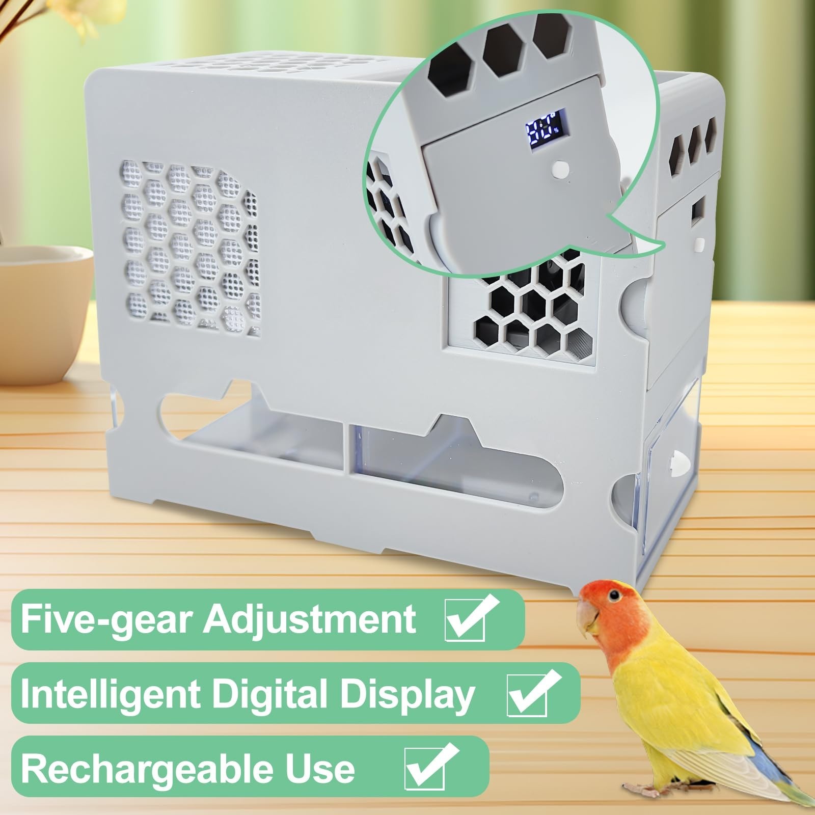 Bird Seed Sheller Machine - No Assembly, Adjustable Speed, Digital Display, Rech