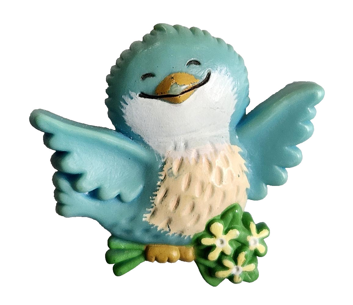 Hallmark PIN Easter Vintage BLUEBIRD with FLOWER Blue Bird 1981 Brooch