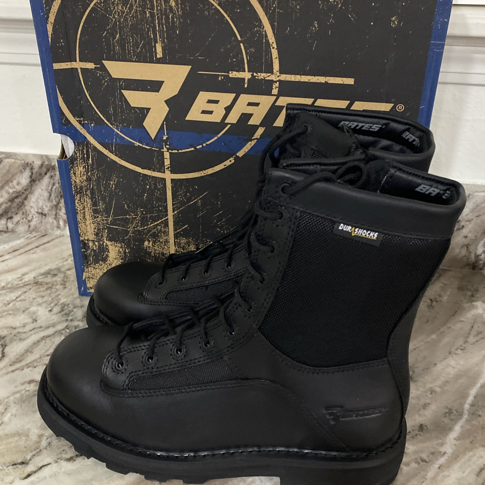 MENS BATES E03140 8" DURASHOCKS LACE-TO-TOE SIDE ZIP BOOTS BLACK NIB New In Box