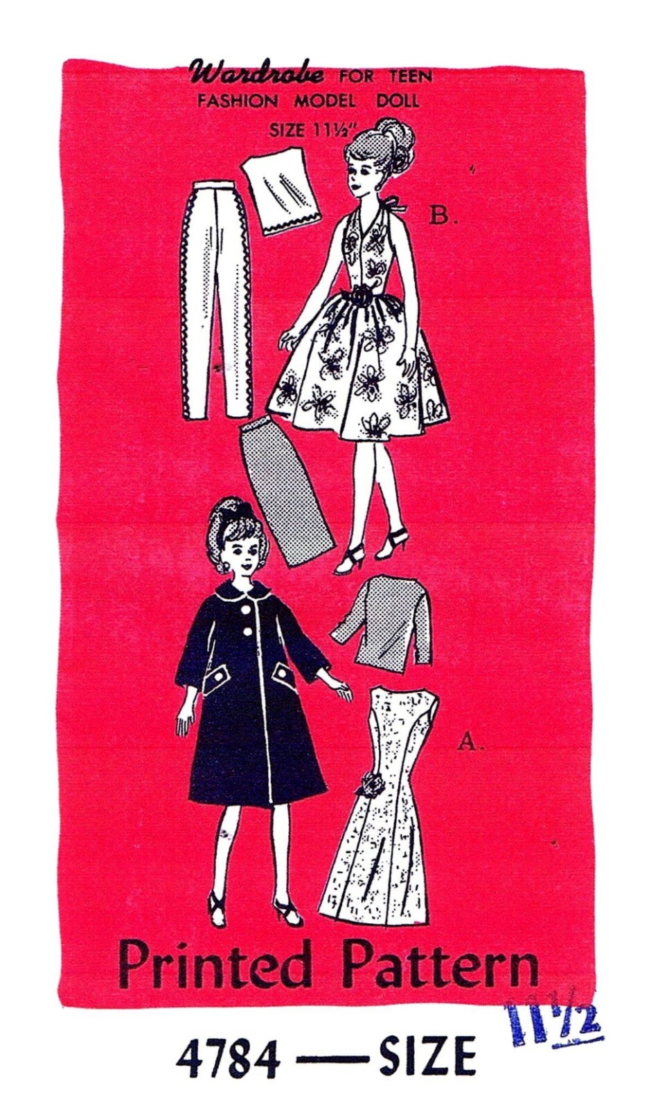 Barbie DOLL Patterns Size 11.5" ~6 patterns~ Vintage Mail Order