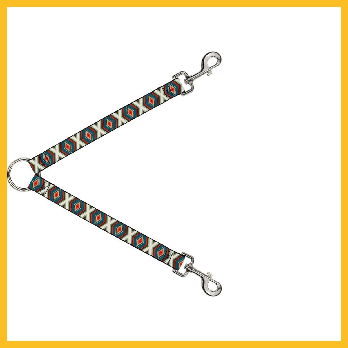 Dog Leash Splitter Geometric Diamonds Grays DLS-W30789 1 Turquoise Multicolor