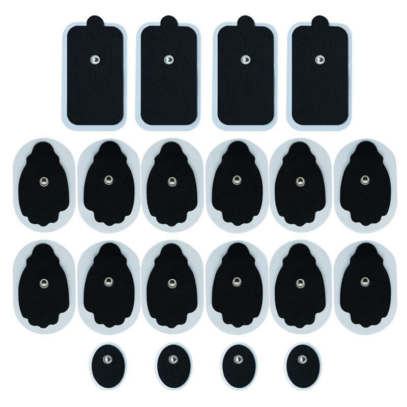 20pcs Tens Unit Electrode Pads Snap on Muscle Stimulator Replacement pads Black