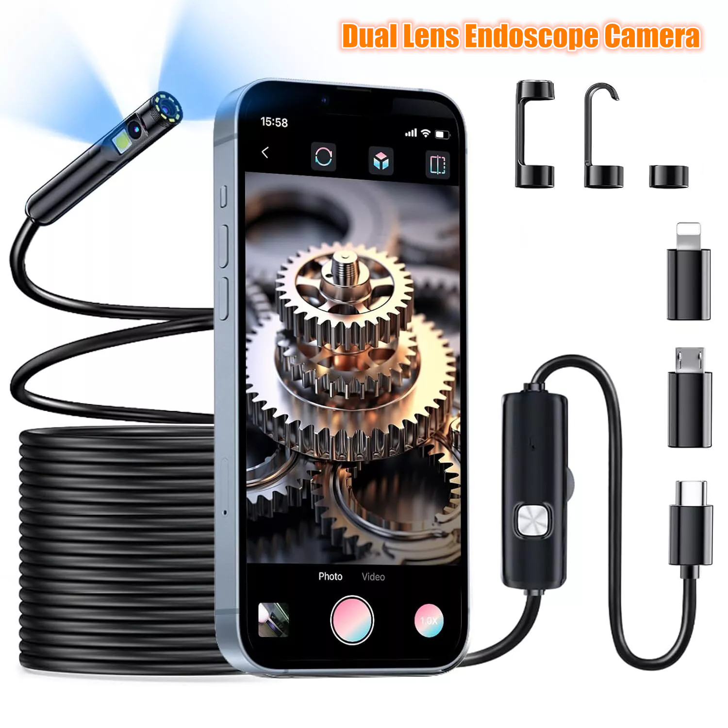 KERUI 1080P HD Borescope 8LED IP67 Waterproof Inspection Camera for iOS Android