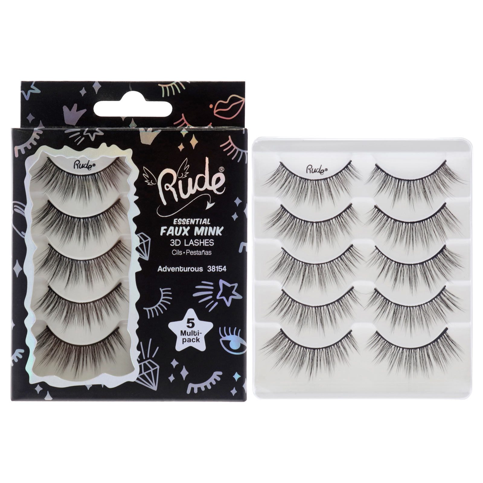Essential Faux Mink 3D Lashes - Adventurous by Rude Cosmetics for Women - 5 Pair