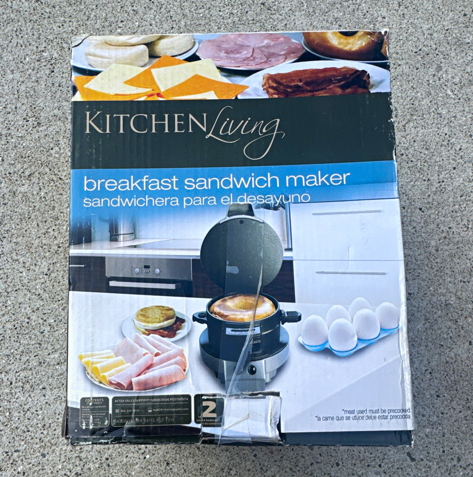 Kitchen Living Breakfast Sandwich Maker 350W 120V Silver/Black MPN 45452
