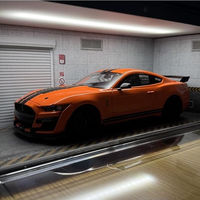 Car Display Case LED Light 1/18 Scale Muscle Model Diorama Diecast Garage Box