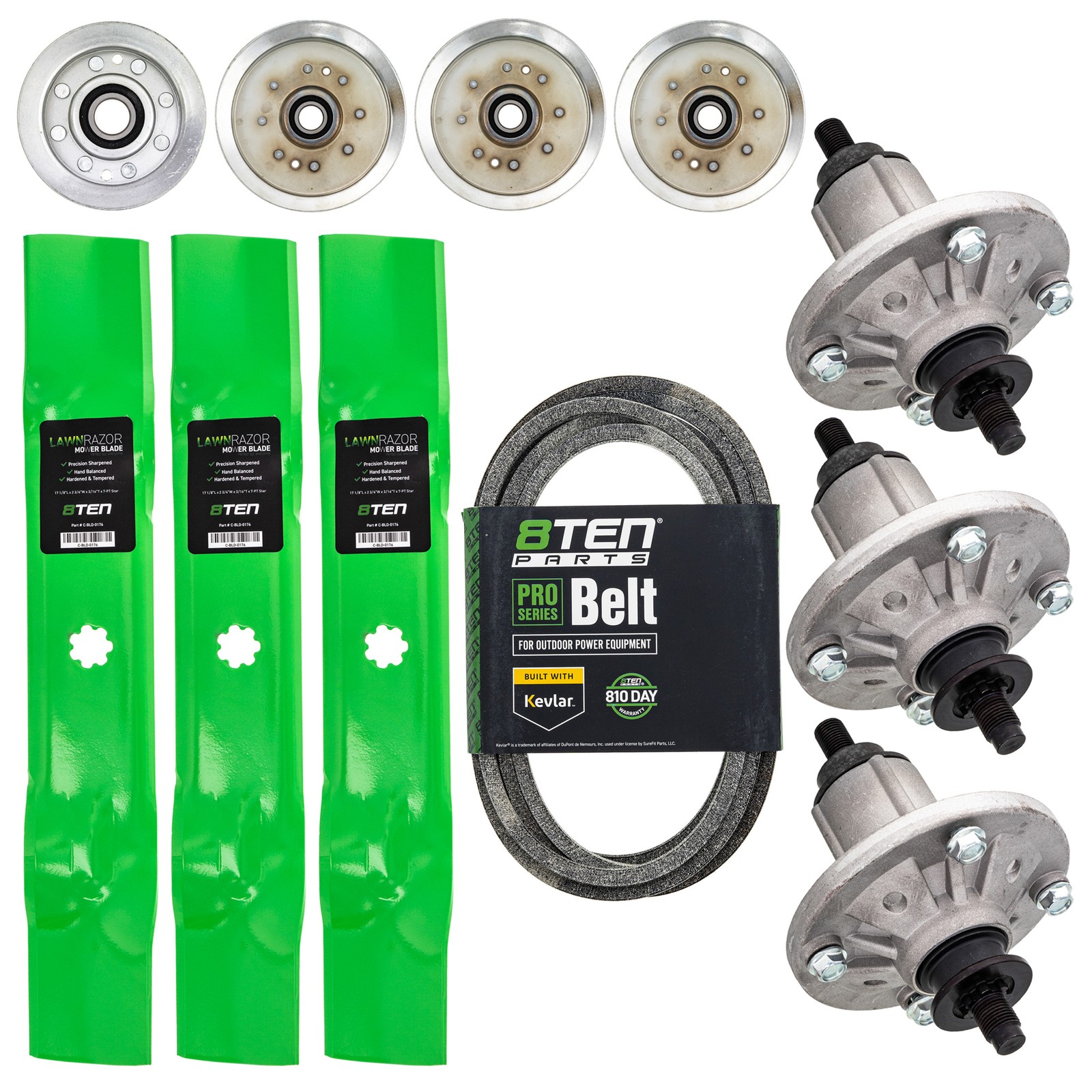 Deck Rebuild Kit Blade Spindle Belt Idler for John Deere D140 D160 D150 48 Inch
