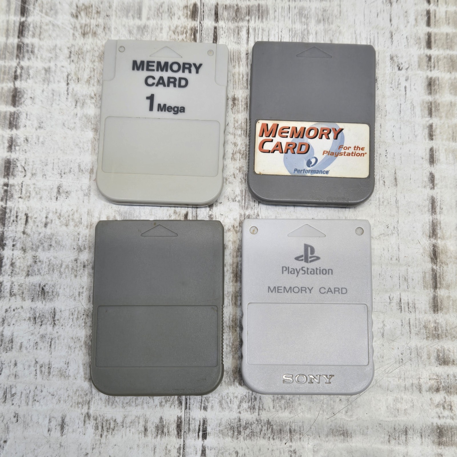 Lot of 4 Sony PlayStation 1 PS1 Memory Card Gray