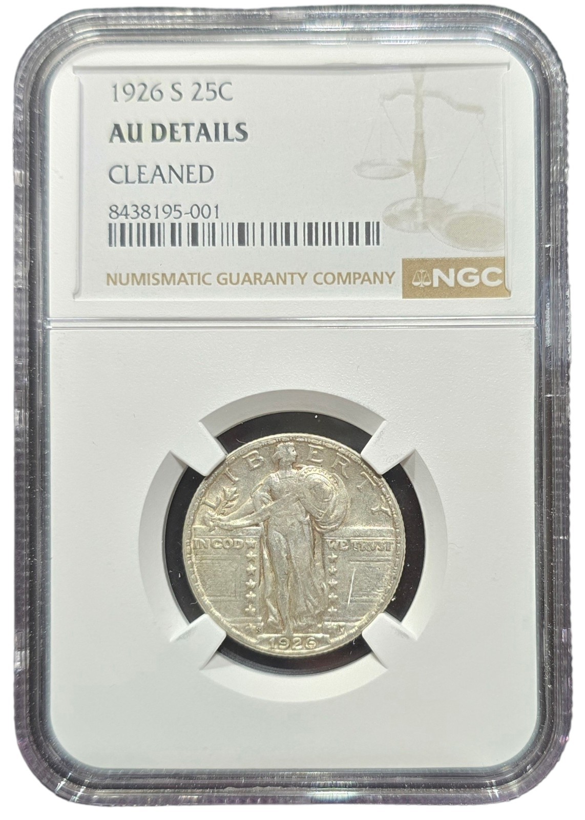 1926-S Standing Liberty Quarter AU Details NGC