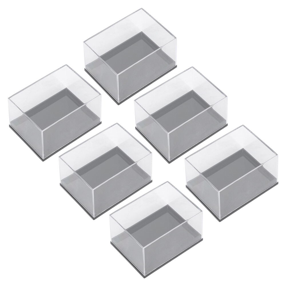 6 Pcs Plastic Square Transparent Specimen Display Boxes Mineral Storage Cases