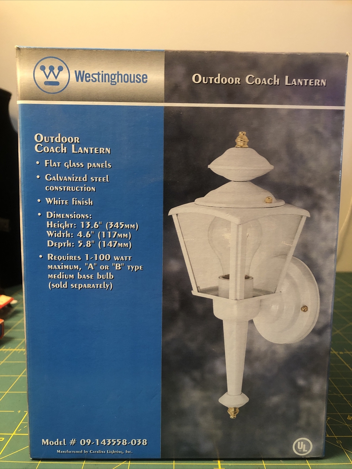 Vtg Westinghouse Outdoor Coach Lantern Galvanized Steel White Finish Catalina