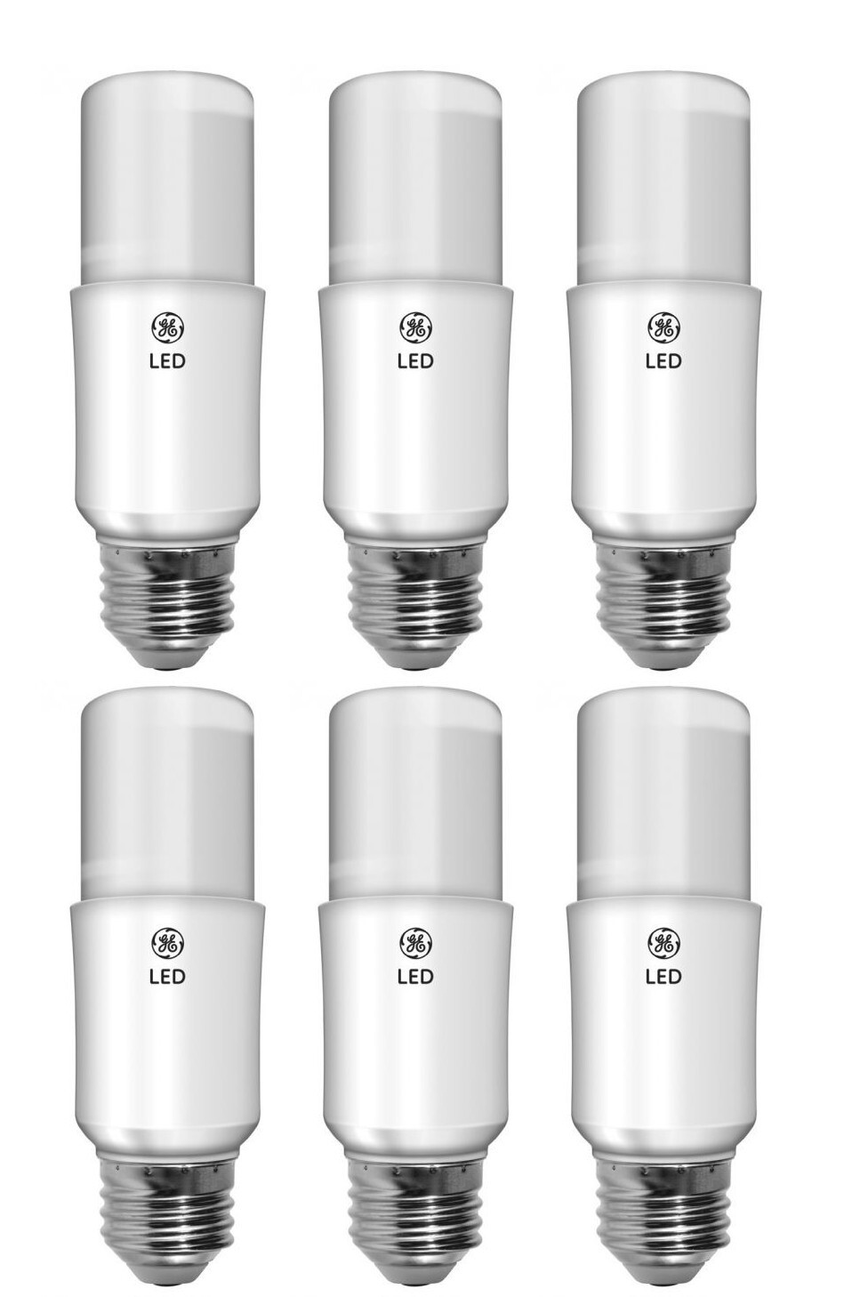 (6 bulbs) GE Bright Stik LED Light Bulb, 5 watt, 450 lumen 2700K soft white