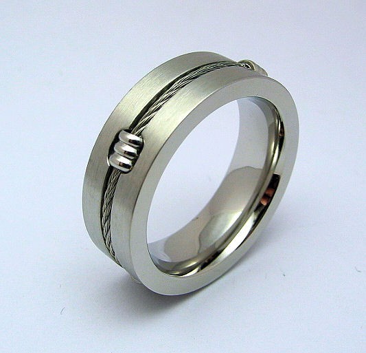 STAINLESS STEEL 316L MENS WEDDING BAND RING CABLE 8mm * US Seller