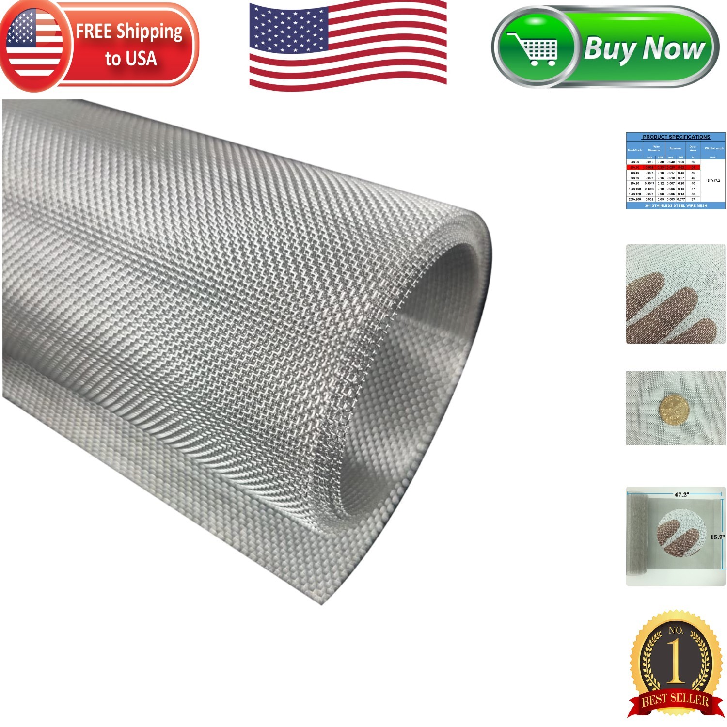 High-Strength 304 Stainless Steel Mesh Roll - Perfect for Vents and Fulfillment