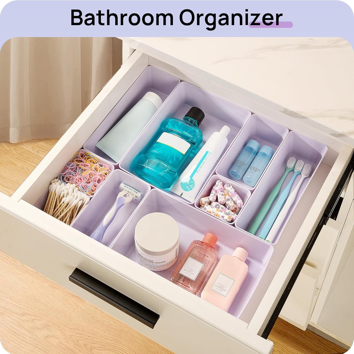 25 PCS Plastic Drawer Organizers Set, 4-Size Versatile Bathroom and Vanity Dr...