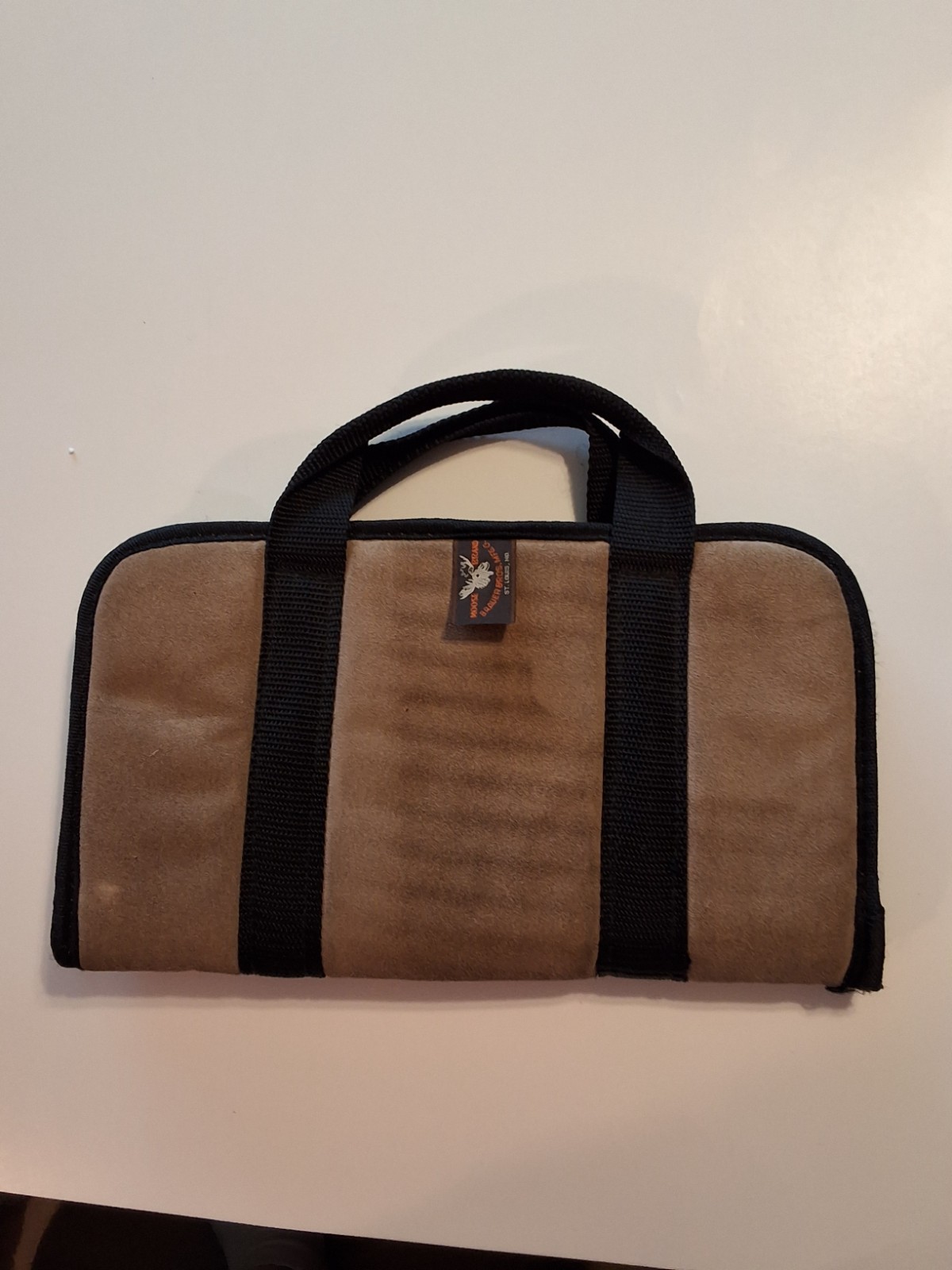 MOOSE BRAND BRAUER BROS BROWN SUEDE LEATHER HANDGUN SOFT CASE W/HANDLES LINED