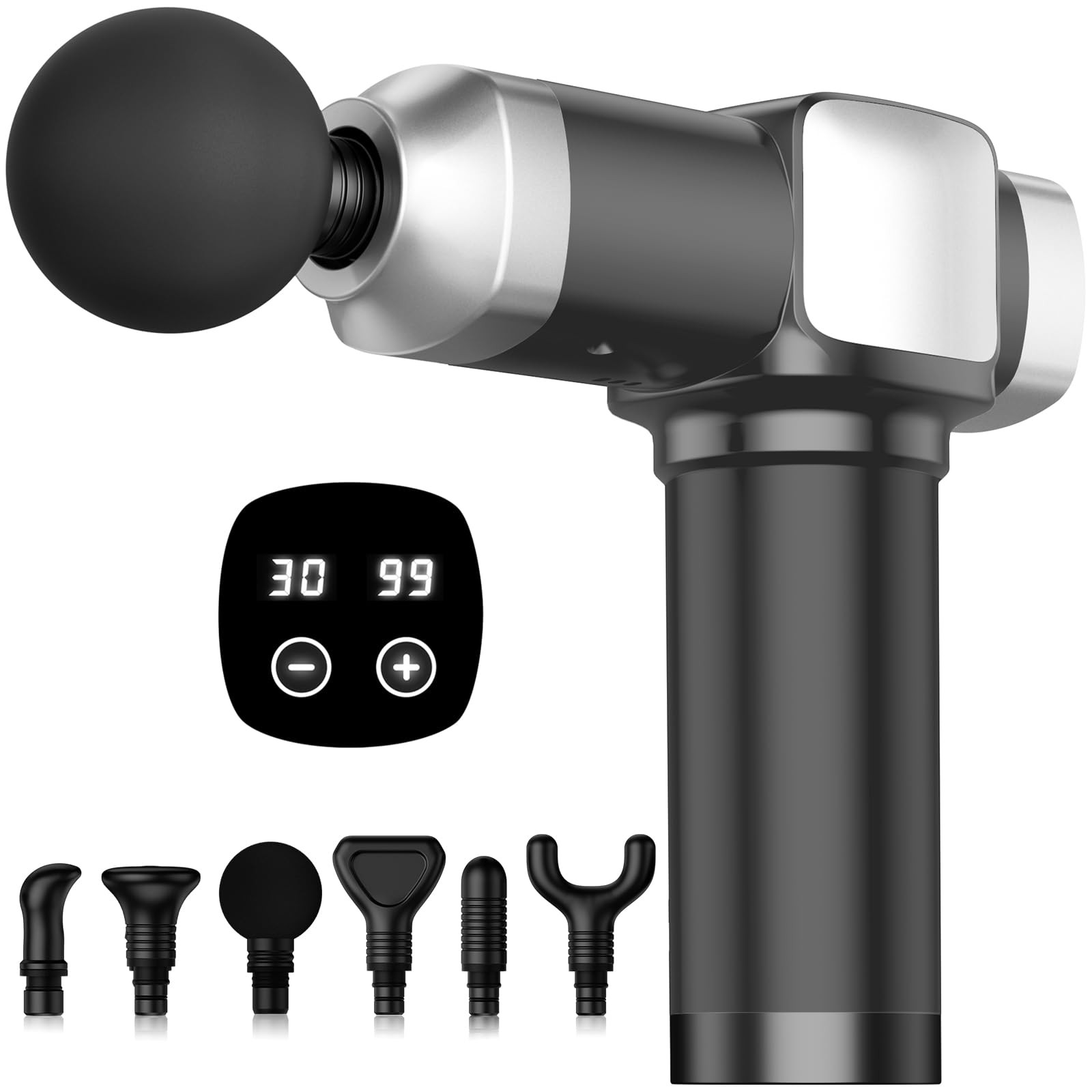 CAMEFER Massage Gun Deep Tissue, Handheld Percussion Muscle Black Gray