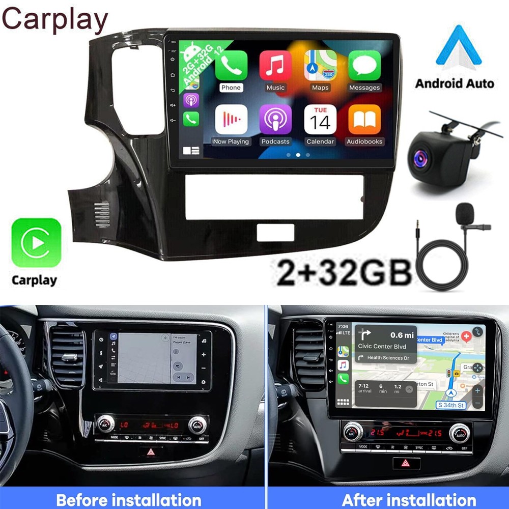 CAR STEREO CARPLAY RADIO GPS NAVI FOR 2020-2022 MITSUBISHI OUTLANDER ANDROID 12