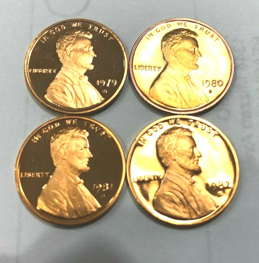 1979, 1980, 1981 1982 S Lincoln Cent PROOF Set  INCLUDES 2 TYPE 1 PROOFS