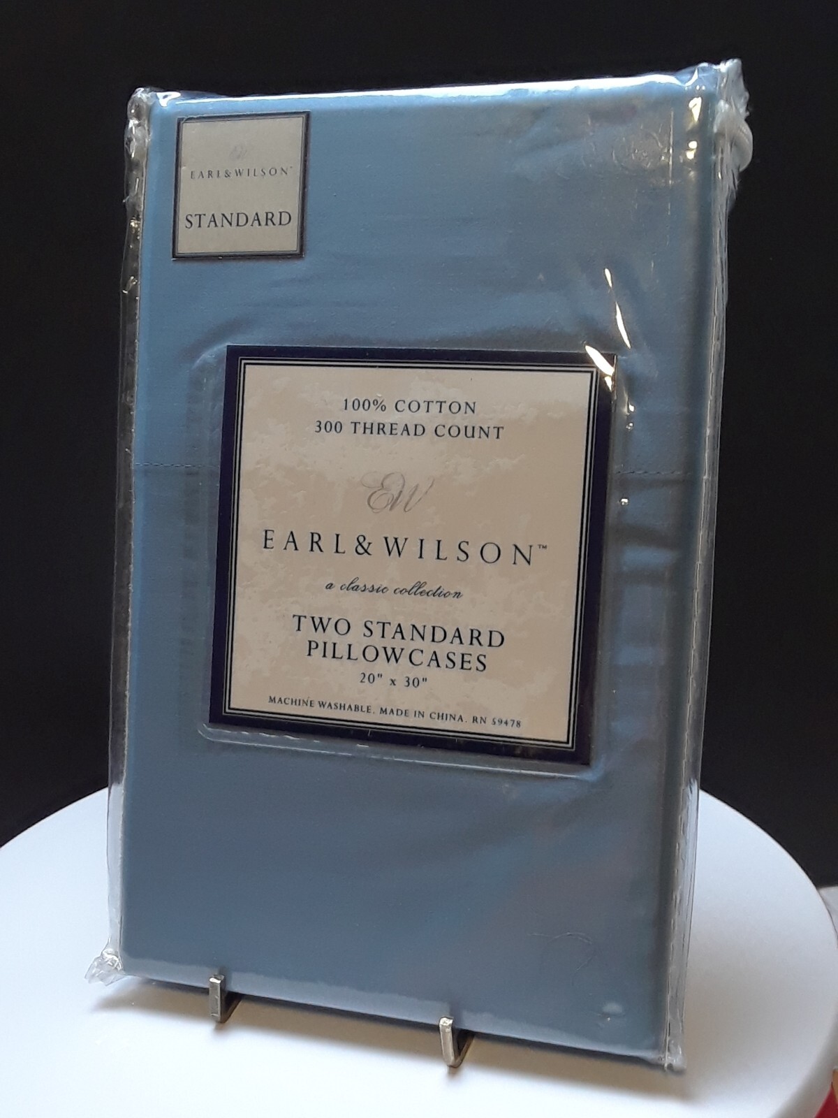 Earl & Wilson Collection Pillowcases blue solid 100% Cotton standard 300 tc New