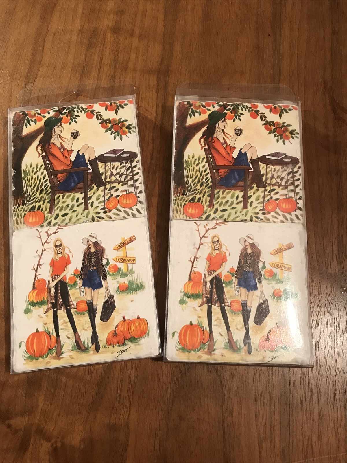 Rongrong Fall Coaster Set Of 8. Chic Fashion Art Style