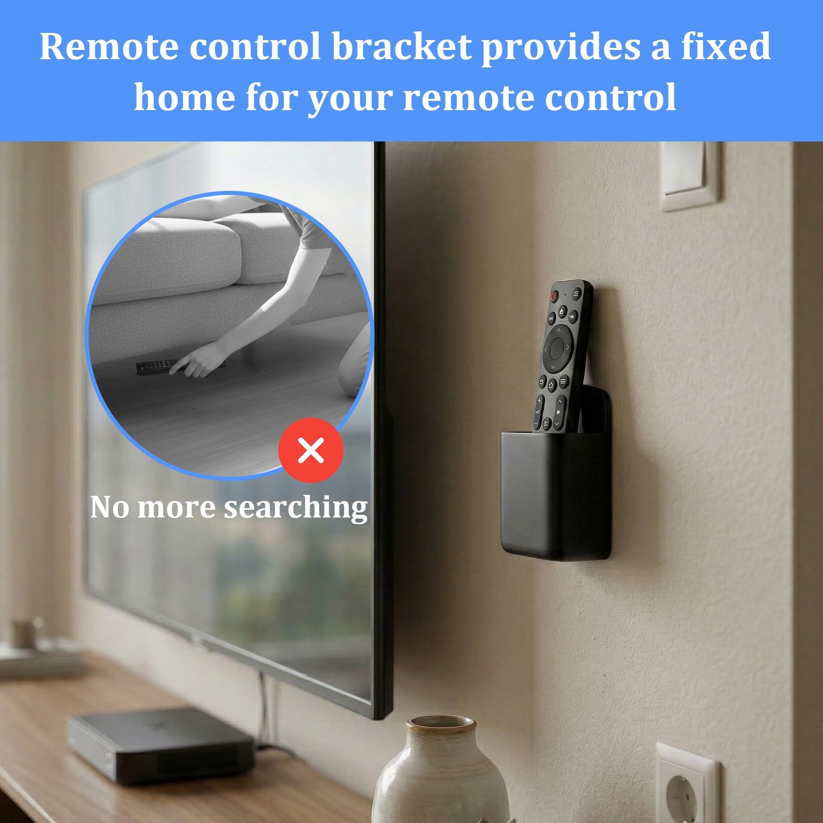 3 Pcs Remote Control Holder Wall Mount Self Adhesive Remote Holder TV Black