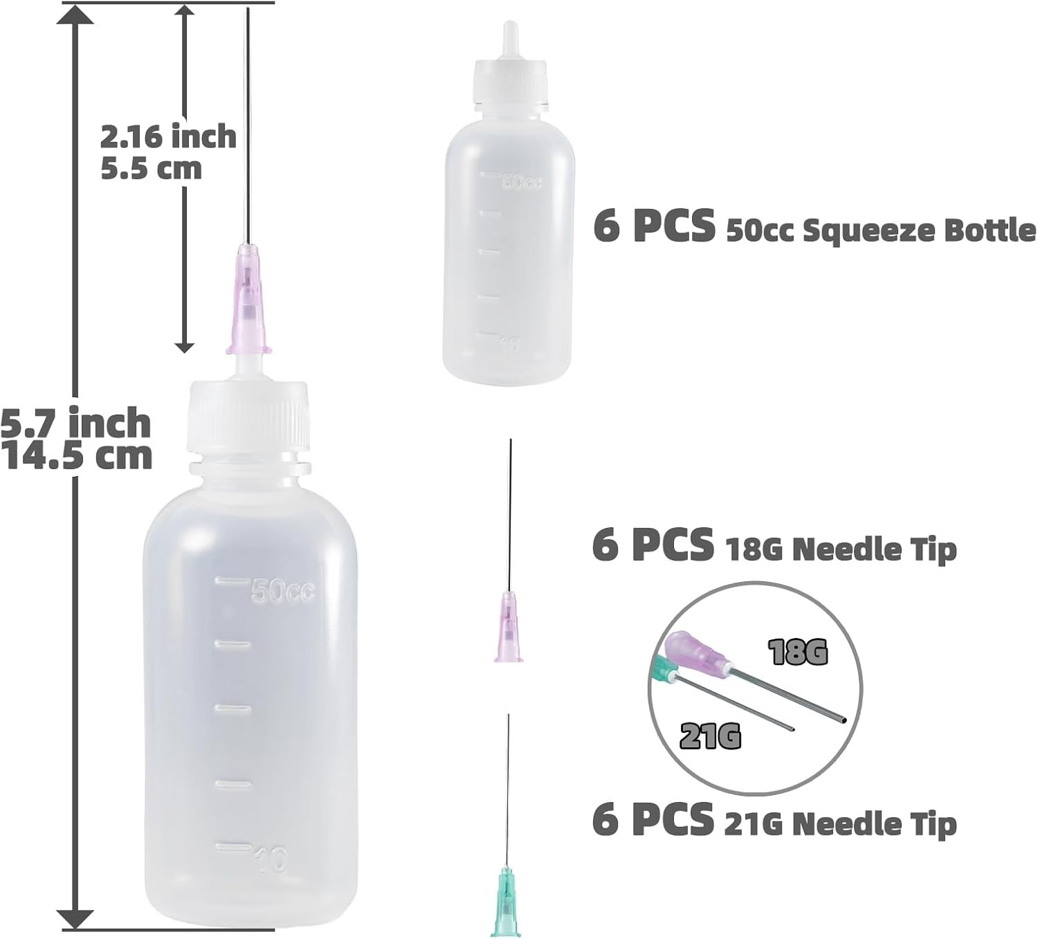 6 Pack Needle Tip Squeeze Bottle 50mL,Precision Gun Oil Bottle, Needle Oiler