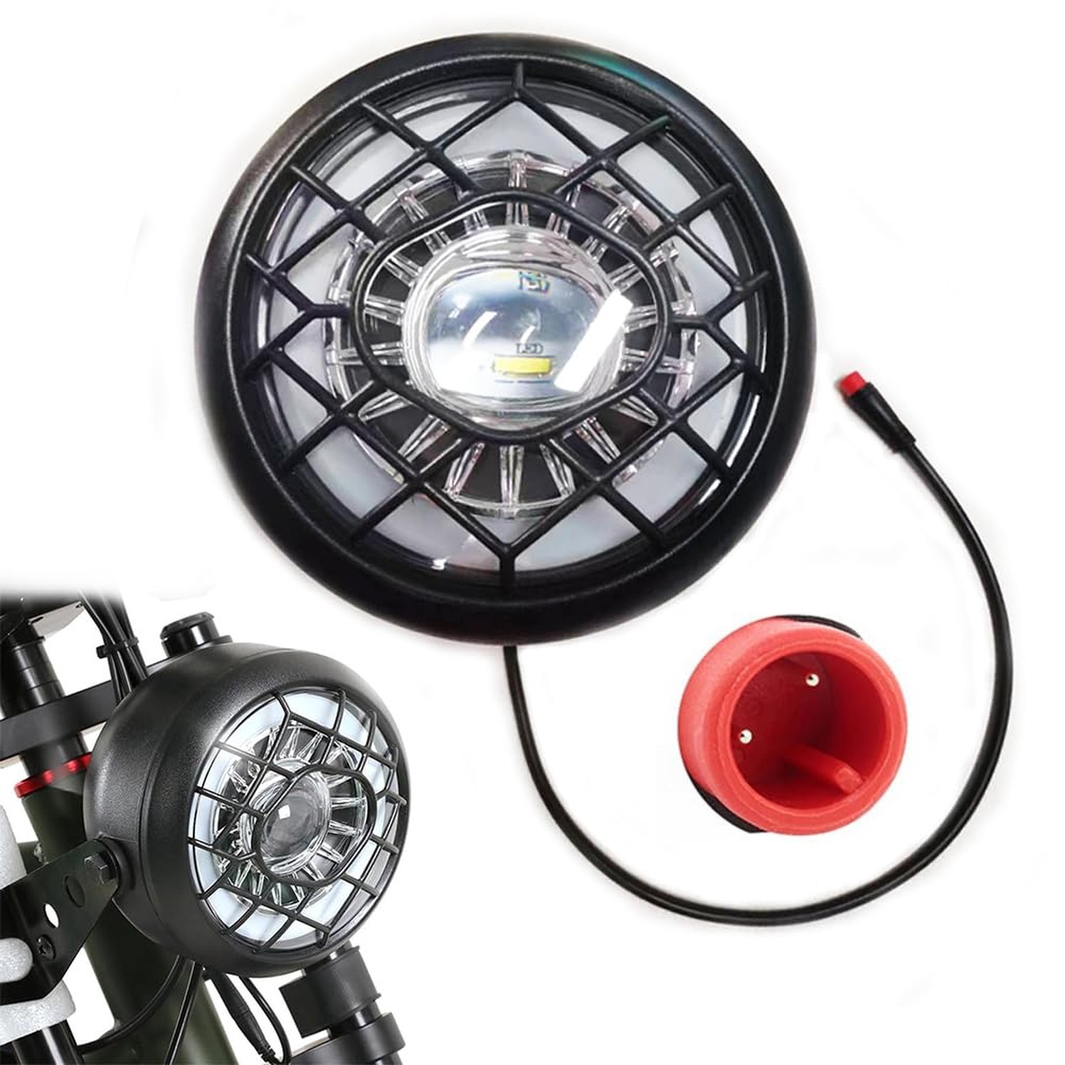 E-Bike Head Light Super Bright LED Light for Bike 36V 48V Safety LED Front Li...