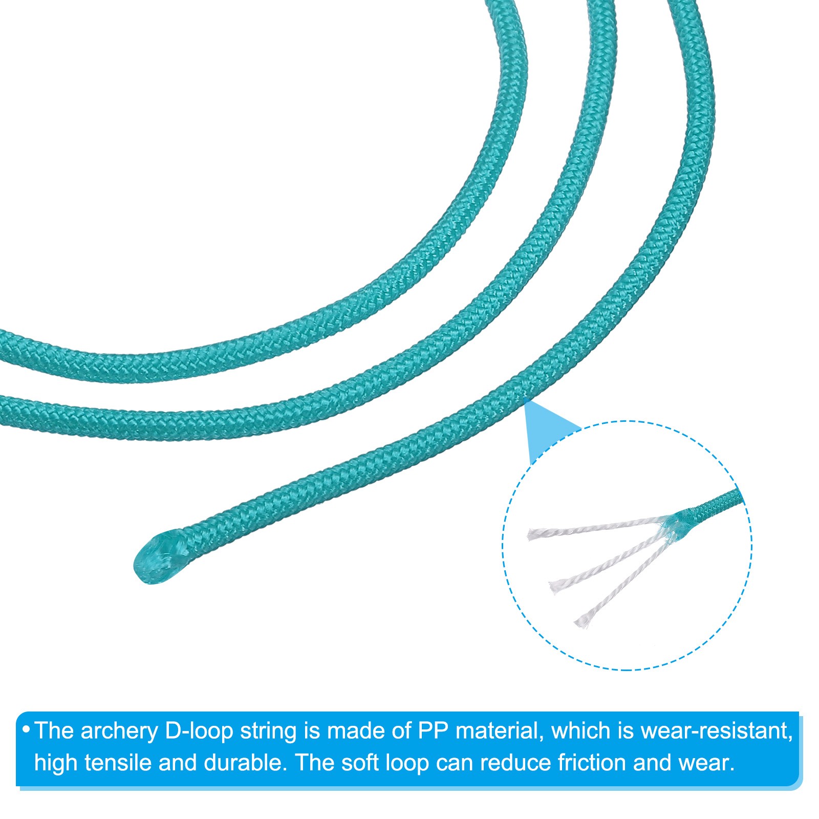 10Ft Turquoise Archery D Loop Rope Wire Nocking Loop for Compound Bowstring