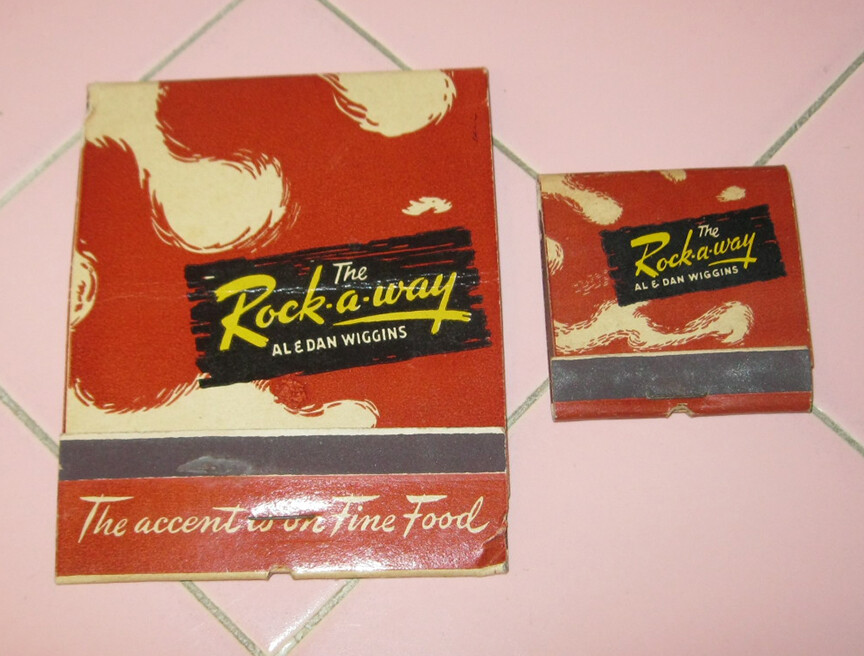 1930s 2 Matchbooks Rock -A- Way San Gabriel CA Dining Matches Jumbo Cowboy Steak