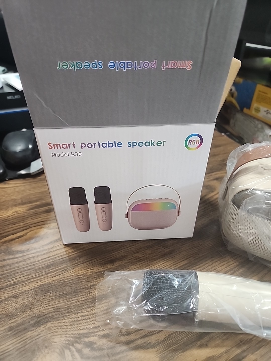 Mini Karaoke Machine for Kids, Portable Bluetooth Speaker with 2 Wireless Mic