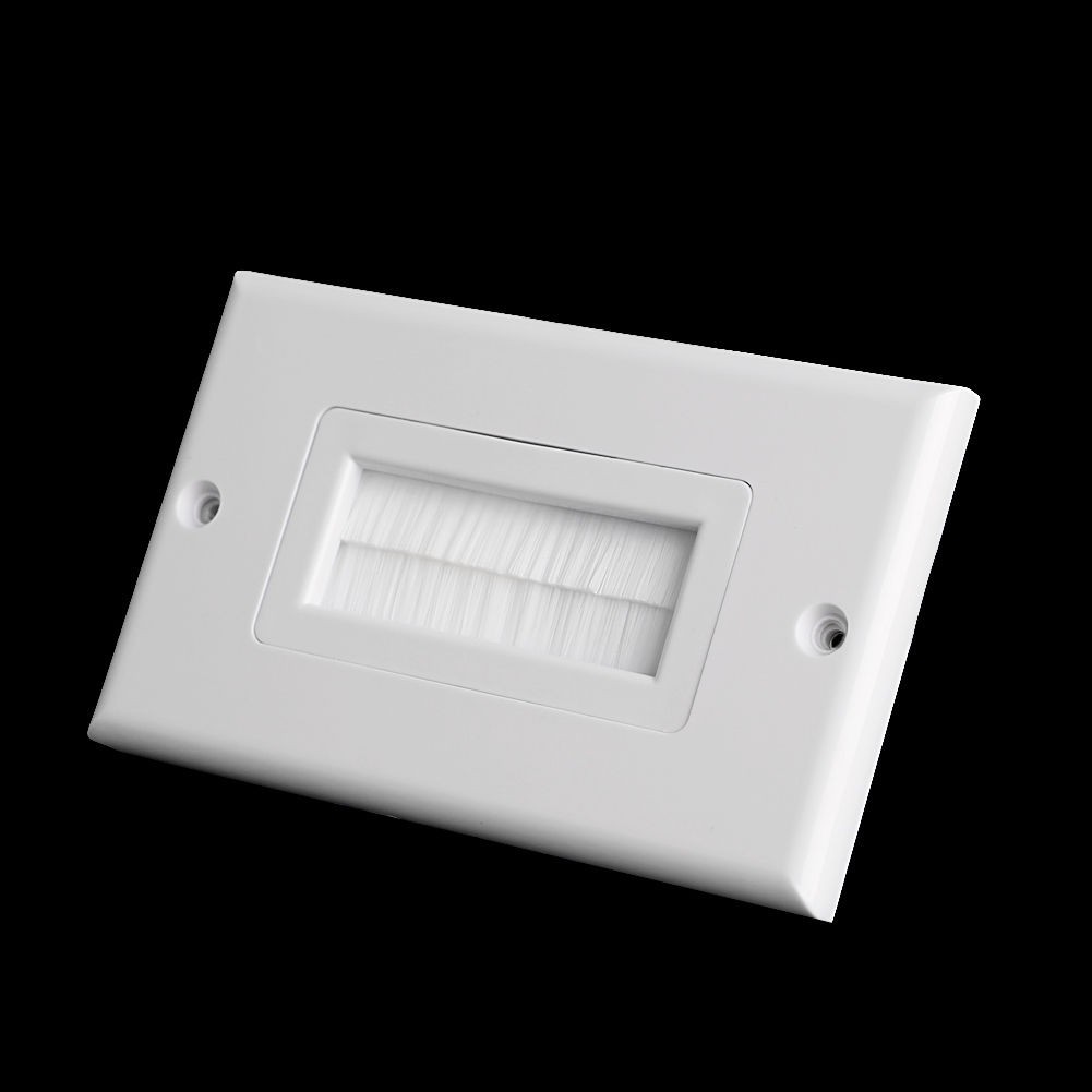 Cable Pass Through Insert Single Brush Wall Plate White Wires Wall Socket
