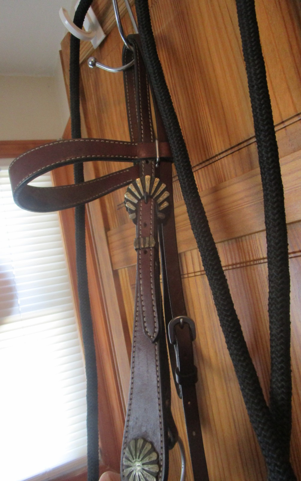 CONCHO WESTERN MECATE BRIDLE, 5" ORING BIT, MECATE REINS FULL HORSE SIZE