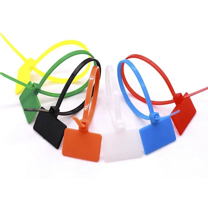 Inspection Tag Cable Ties with Writable Labels, Self-Locking Nylon 100 Pack