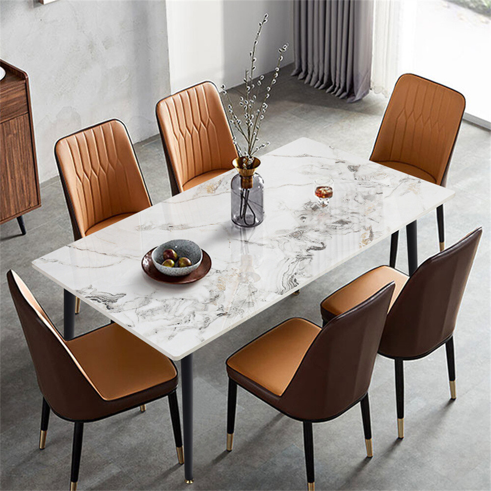 4-8 People Modern Dining Table Kitchen Expandable Gathering Table Marble Top US