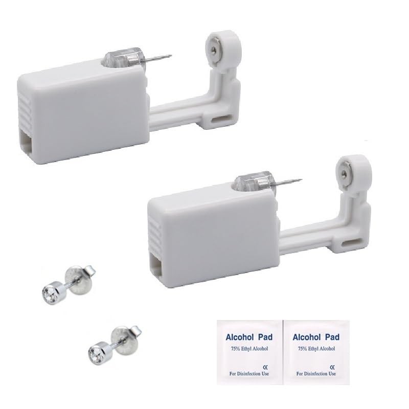 Pimoys 2pcs Painless Ear Piercing Gun Disposable Safety Asepsis 2 pcs, White